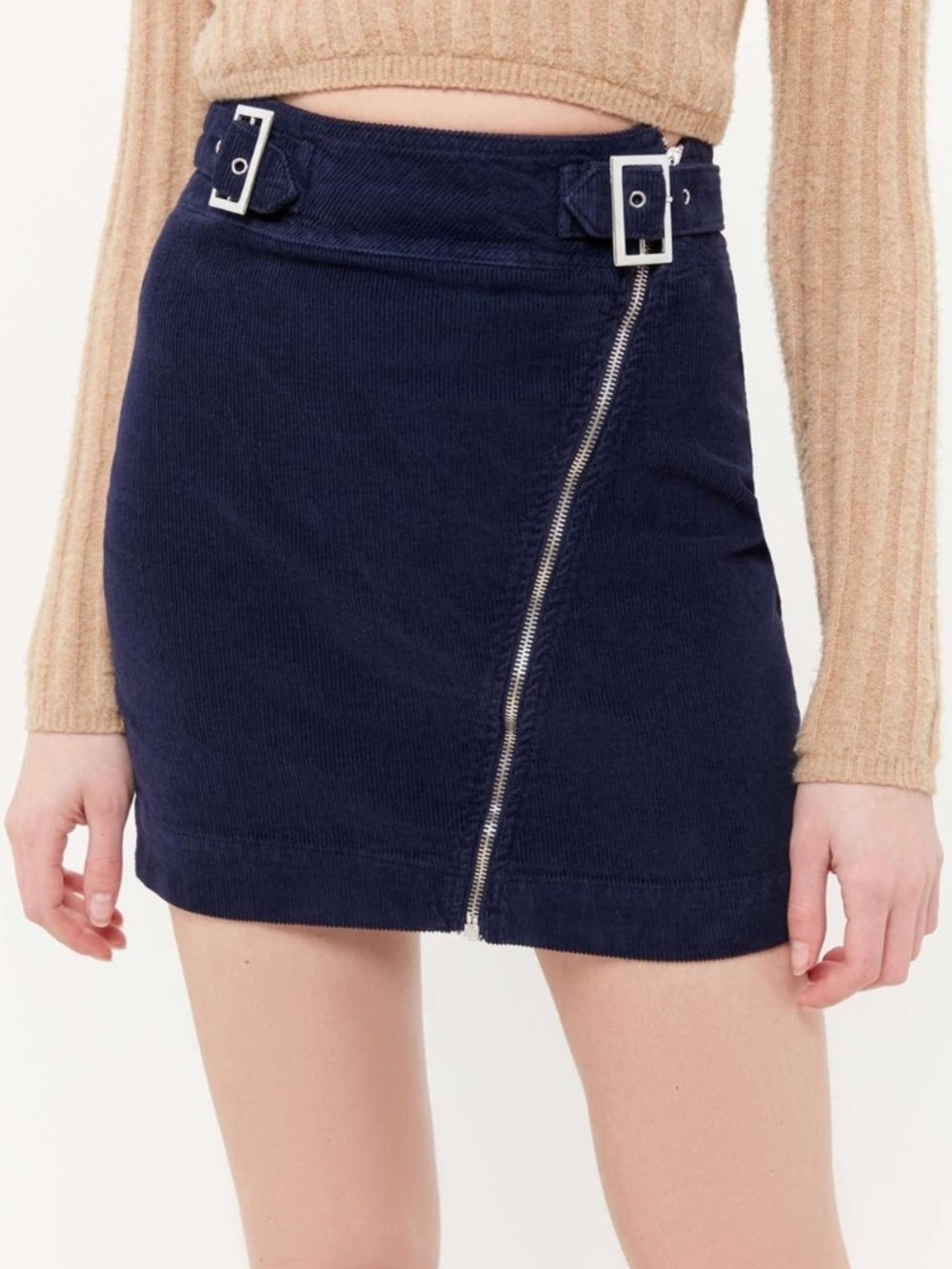 Urban Outfitters Harmony Corduroy Zip-Front Skirt Navy Size XS